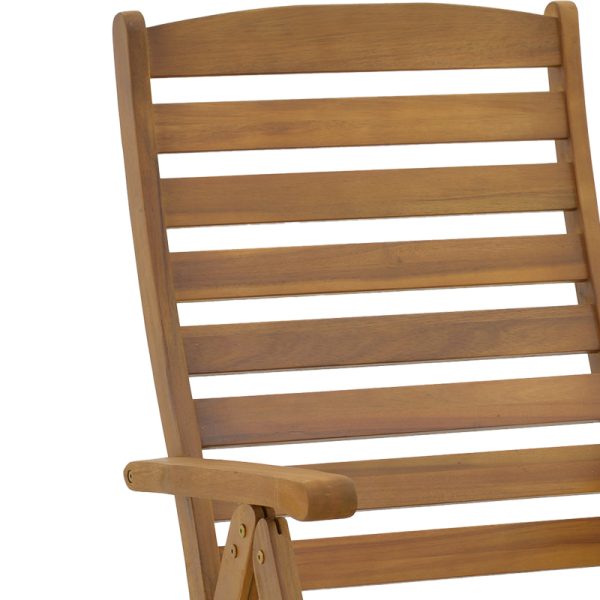282 000007 4 6 Foldable 5 position armchair Warmo pakoworld acacia wood natural 62x66x110cmOutdoor furniture > Garden armchairs