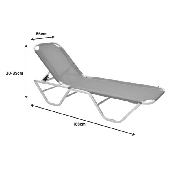 283 000001 4 3 Dessie deckchair pakoworld aluminum stackable textilene off-white 56x188x30cmOutdoor furniture > Sunbeds