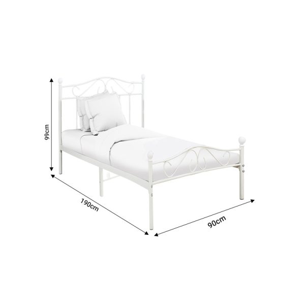 285 000006 3 7 Bed Yorick pakoworld white metal 90x190cmIndoor furniture > Beds