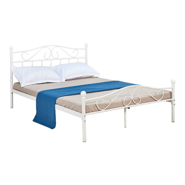 285 000008 7 Bed Yorick pakoworld white metal 150x200cmIndoor furniture > Beds