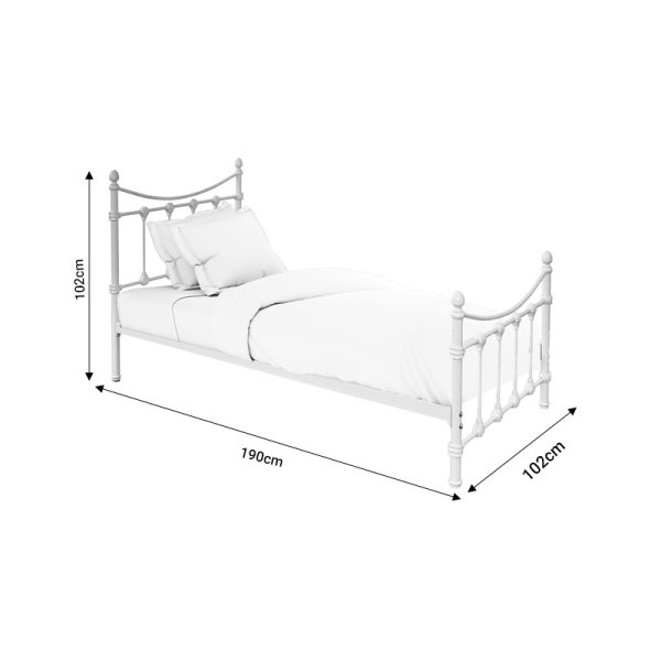 285 000009 4 2 Bed Beowulf pakoworld white metal 90x190cmIndoor furniture > Beds