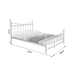 285 000011 4 2 Bed Beowulf pakoworld white metal 150x200cmIndoor furniture > Beds