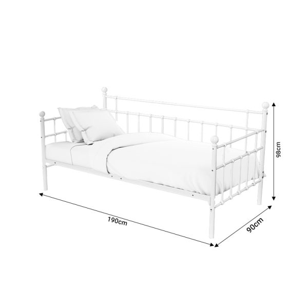 285 000012 4 8 Bed-Sofa Havelock pakoworld white metal 90x190Indoor furniture > Beds