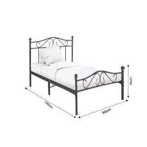285 000013 3 6 Bed Yorick pakoworld b;ack metal 90x190cmIndoor furniture > Beds