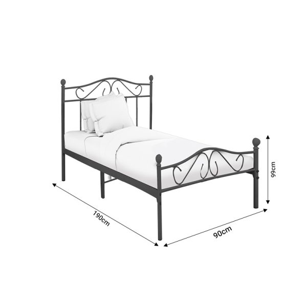 285 000013 3 6 Bed Yorick pakoworld b;ack metal 90x190cmIndoor furniture > Beds