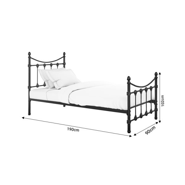 285 000016 4 4 Bed Beowulf pakoworld black metal 90x190cmIndoor furniture > Beds