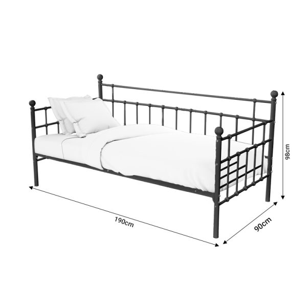 285 000019 4 7 Sofa-Bed Havelock pakoworld black metal 90x190Indoor furniture > Sofas-bed