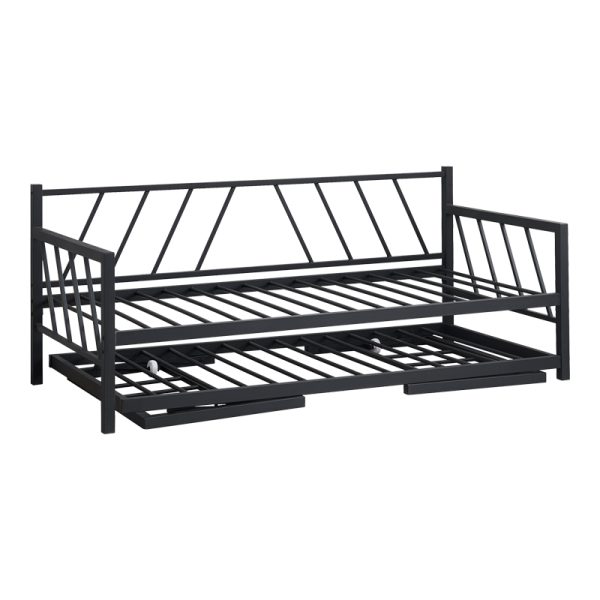 285 000021 2 Bed-Sofa Remmie pakoworld metal in black shade 90x190cmIndoor furniture > Beds