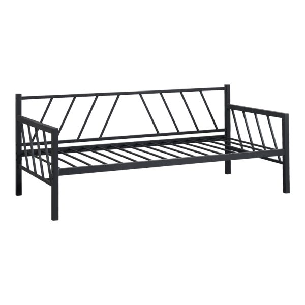 285 000021 3 Bed-Sofa Remmie pakoworld metal in black shade 90x190cmIndoor furniture > Beds