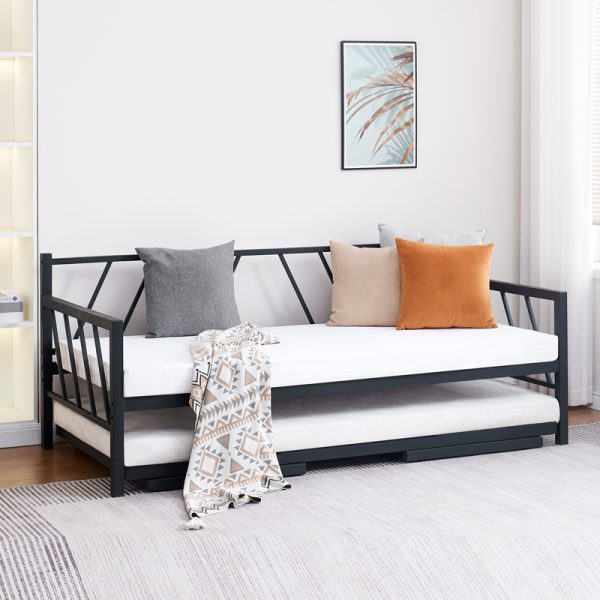 285 000021 Bed-Sofa Remmie pakoworld metal in black shade 90x190cmIndoor furniture > Beds