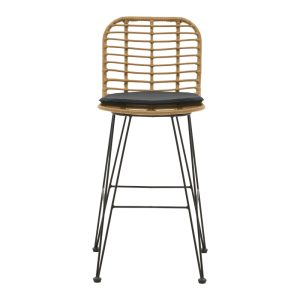 286 000001 3 3 Naoki pakoworld bar stool with PE cushion natural-metal black leg 46x56x110cmOutdoor furniture > Stools bar