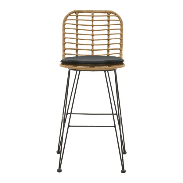286 000001 3 3 Naoki pakoworld bar stool with PE cushion natural-metal black leg 46x56x110cmOutdoor furniture > Stools bar