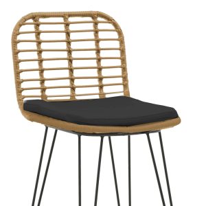286 000001 4 3 Naoki pakoworld bar stool with PE cushion natural-metal black leg 46x56x110cmOutdoor furniture > Stools bar