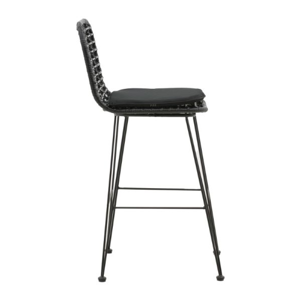 286 000002 2 5 Naoki pakoworld bar stool with pe cushion black-metal black leg 46x56x110cmOutdoor furniture > Stools bar