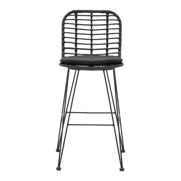 286 000002 3 5 Naoki pakoworld bar stool with pe cushion black-metal black leg 46x56x110cmOutdoor furniture > Stools bar