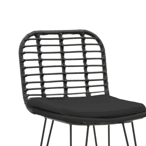 286 000002 4 5 Naoki pakoworld bar stool with pe cushion black-metal black leg 46x56x110cmOutdoor furniture > Stools bar