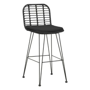 286 000002 8 Naoki pakoworld bar stool with pe cushion black-metal black leg 46x56x110cmOutdoor furniture > Stools bar