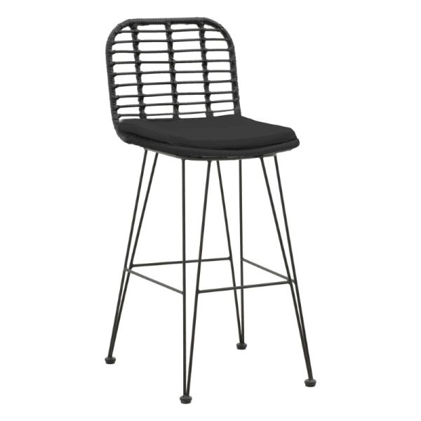 286 000002 8 Naoki pakoworld bar stool with pe cushion black-metal black leg 46x56x110cmOutdoor furniture > Stools bar