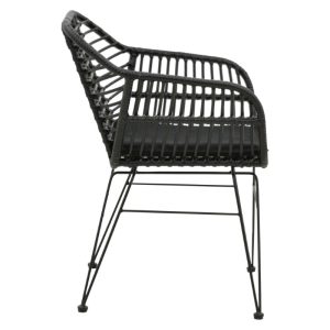 286 000006 2 3 Armchair Naoki pakoworlwith cushion pe black-metal black leg 55x58x79cmOutdoor furniture > Garden armchairs