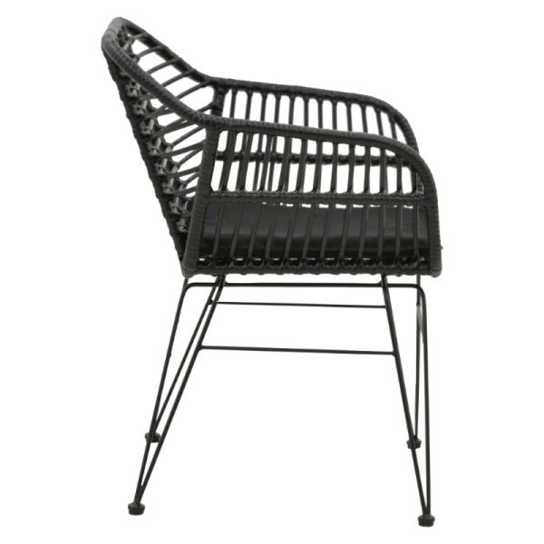 286 000006 2 3 Armchair Naoki pakoworlwith cushion pe black-metal black leg 55x58x79cmOutdoor furniture > Garden armchairs