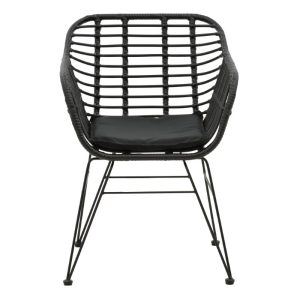 286 000006 3 3 Armchair Naoki pakoworlwith cushion pe black-metal black leg 55x58x79cmOutdoor furniture > Garden armchairs