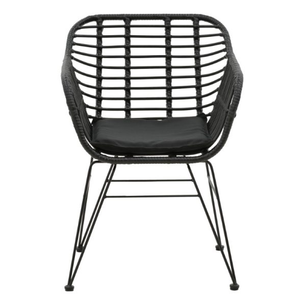 286 000006 3 3 Armchair Naoki pakoworlwith cushion pe black-metal black leg 55x58x79cmOutdoor furniture > Garden armchairs