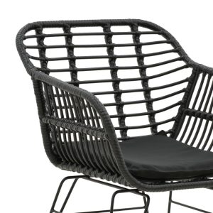286 000006 4 3 Armchair Naoki pakoworlwith cushion pe black-metal black leg 55x58x79cmOutdoor furniture > Garden armchairs