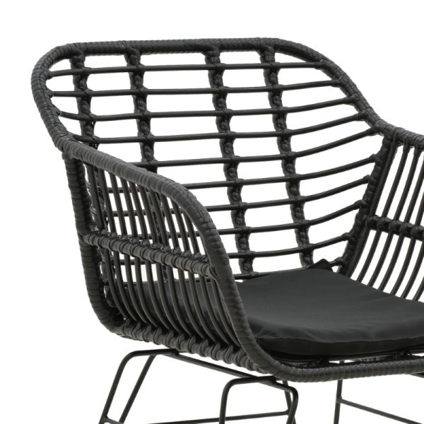 286 000006 4 3 Armchair Naoki pakoworlwith cushion pe black-metal black leg 55x58x79cmOutdoor furniture > Garden armchairs