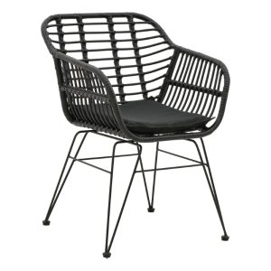 286 000006 6 Armchair Naoki pakoworlwith cushion pe black-metal black leg 55x58x79cmOutdoor furniture > Garden armchairs