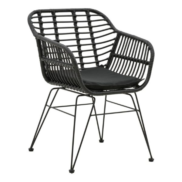 286 000006 6 Armchair Naoki pakoworlwith cushion pe black-metal black leg 55x58x79cmOutdoor furniture > Garden armchairs