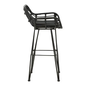 286 000007 2 2 Bar stool Naoki pakoworld with cushion pe black-metal black leg 52x50x90cmOutdoor furniture > Stools bar