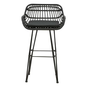 286 000007 3 2 Bar stool Naoki pakoworld with cushion pe black-metal black leg 52x50x90cmOutdoor furniture > Stools bar