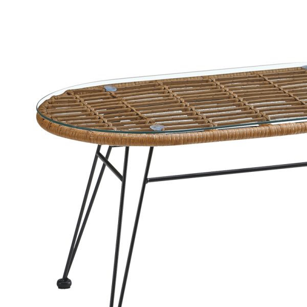 286 000009 2 4 Τable Naoki pakoworld metal black-pe natural-glass 100x45x46cmOutdoor furniture > Garden dining sets