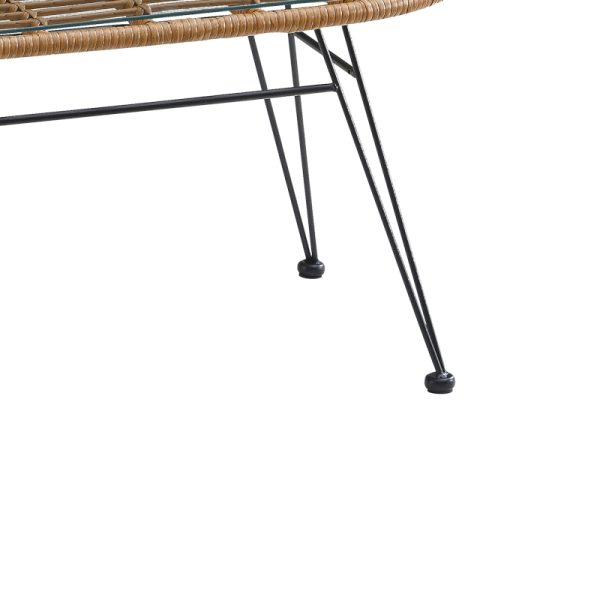 286 000009 3 4 Τable Naoki pakoworld metal black-pe natural-glass 100x45x46cmOutdoor furniture > Garden dining sets
