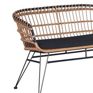 286 000012 2 4 Naoki pakoworld 2-seater sofa with pe cushion natural-metal black 120x62x79cmOutdoor furniture > Garden benches