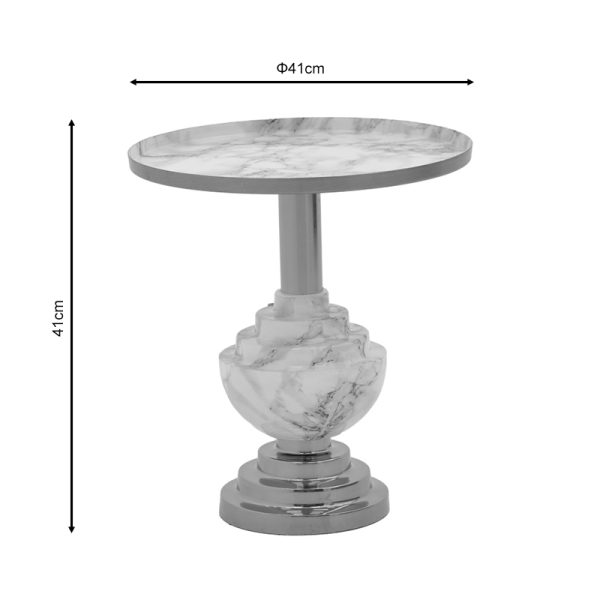 287 000006 3 2 Side table Cogent Inart marble grey-gold metal D41x44cmSPRING OFFERS