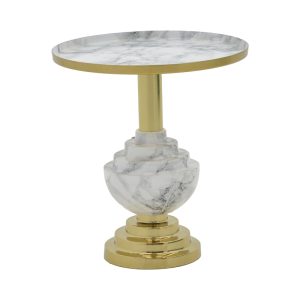287 000006 4 Side table Cogent Inart marble grey-gold metal D41x44cmSPRING OFFERS
