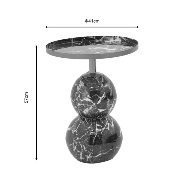 287 000009 3 2 Side table Dearest Inart marble black-gold metal D41x57cmSPRING OFFERS