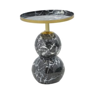 287 000009 4 Side table Dearest Inart marble black-gold metal D41x57cmSPRING OFFERS
