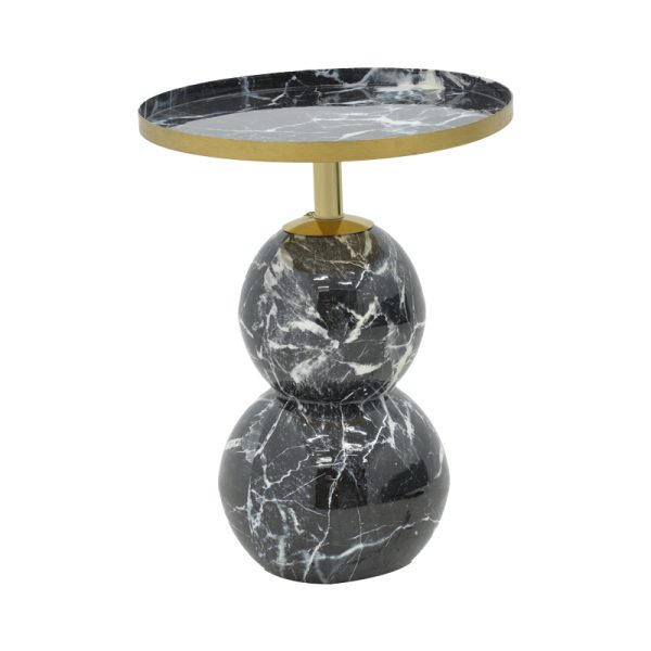 287 000009 4 Side table Dearest Inart marble black-gold metal D41x57cmSPRING OFFERS