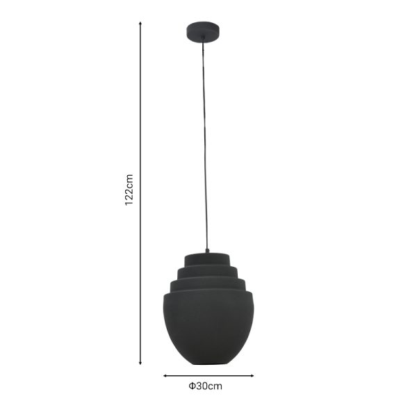 287 000012 3 2 Ceiling lamp Kelsy Inart E27 black metal D30x122cmSPRING OFFERS