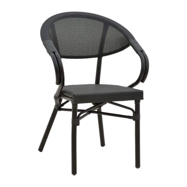 289 000001 6 Armchair Isaia pakoworld black aluminum-textilene black 57x57x83cmOutdoor furniture > Garden armchairs