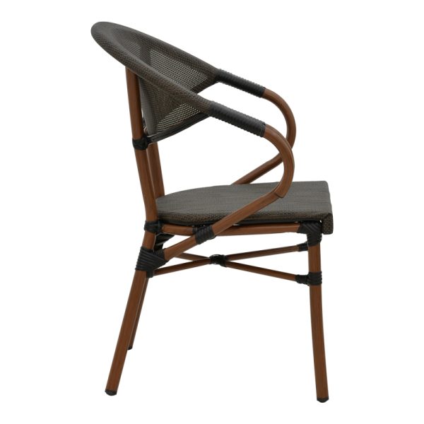 289 000002 2 5 Armchair Isaia pakoworld dark brown aluminum-textilene black 57x57x83cmOutdoor furniture > Garden armchairs