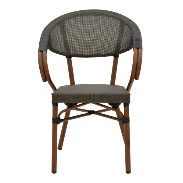 289 000002 3 5 Armchair Isaia pakoworld dark brown aluminum-textilene black 57x57x83cmOutdoor furniture > Garden armchairs