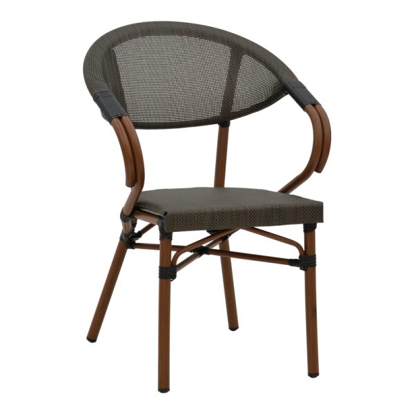 289 000002 8 Armchair Isaia pakoworld dark brown aluminum-textilene black 57x57x83cmOutdoor furniture > Garden armchairs