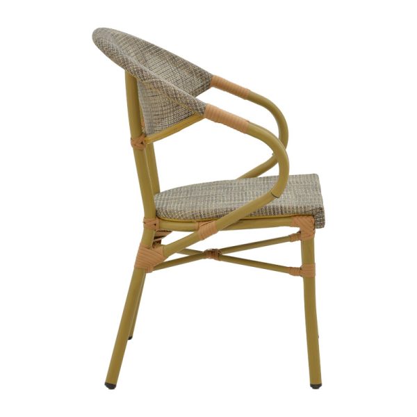 289 000003 2 2 Αrmchair Isaia pakoworld natural aluminum-textilene grey 57x57x83cmOutdoor furniture > Garden armchairs