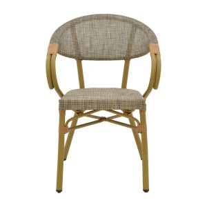 289 000003 3 2 Αrmchair Isaia pakoworld natural aluminum-textilene grey 57x57x83cmOutdoor furniture > Garden armchairs