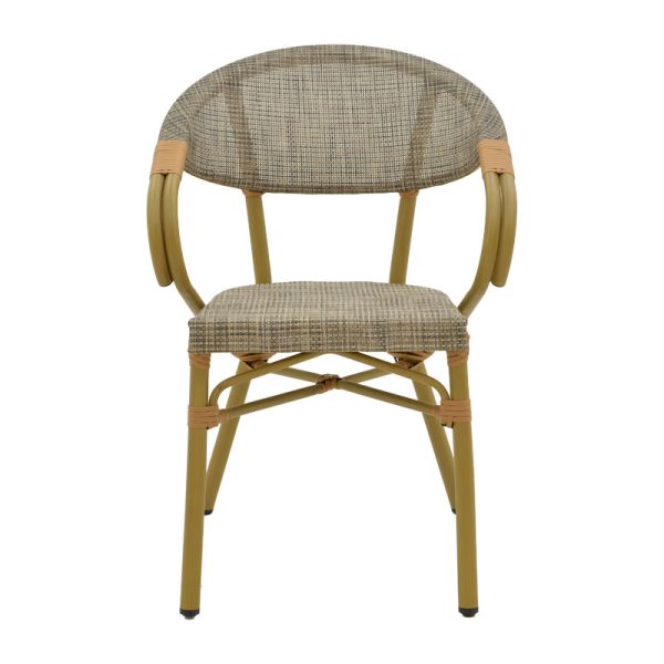 289 000003 3 2 Αrmchair Isaia pakoworld natural aluminum-textilene grey 57x57x83cmOutdoor furniture > Garden armchairs