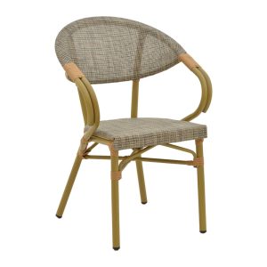 289 000003 5 Αrmchair Isaia pakoworld natural aluminum-textilene grey 57x57x83cmOutdoor furniture > Garden armchairs