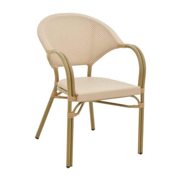 289 000004 6 Αrmchair Elyza pakoworld natural aluminum-beige textilene 57x62x84cmOutdoor furniture > Garden armchairs